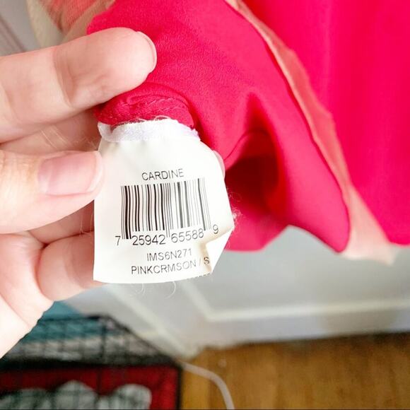 BCBGMAXAZRIA Runway Cardine Drape Chiffon V-Neck Dress Style Red Size Small S - Picture 10 of 14